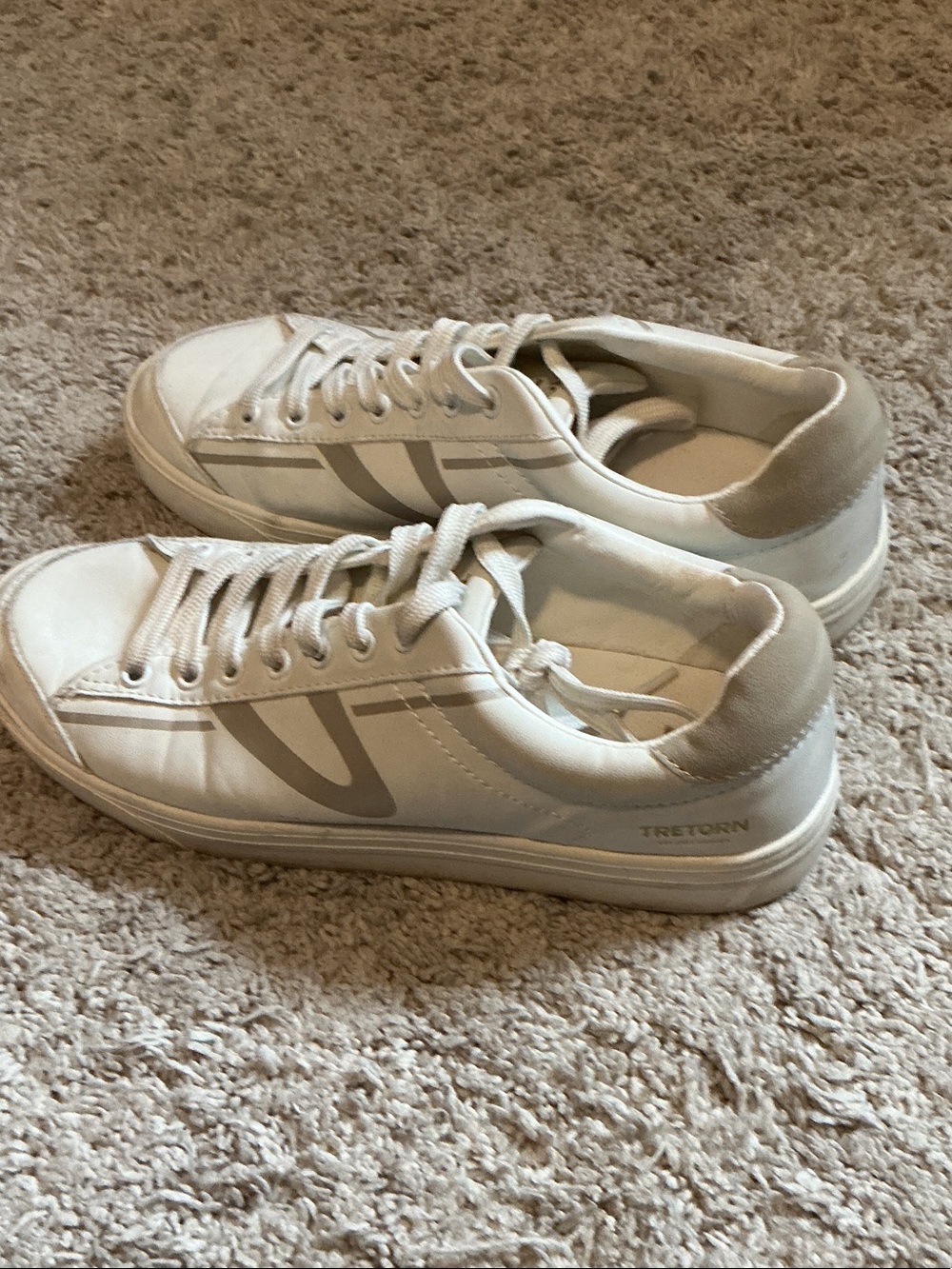 Tretorn White and Light Gray Low-Top Sneakers